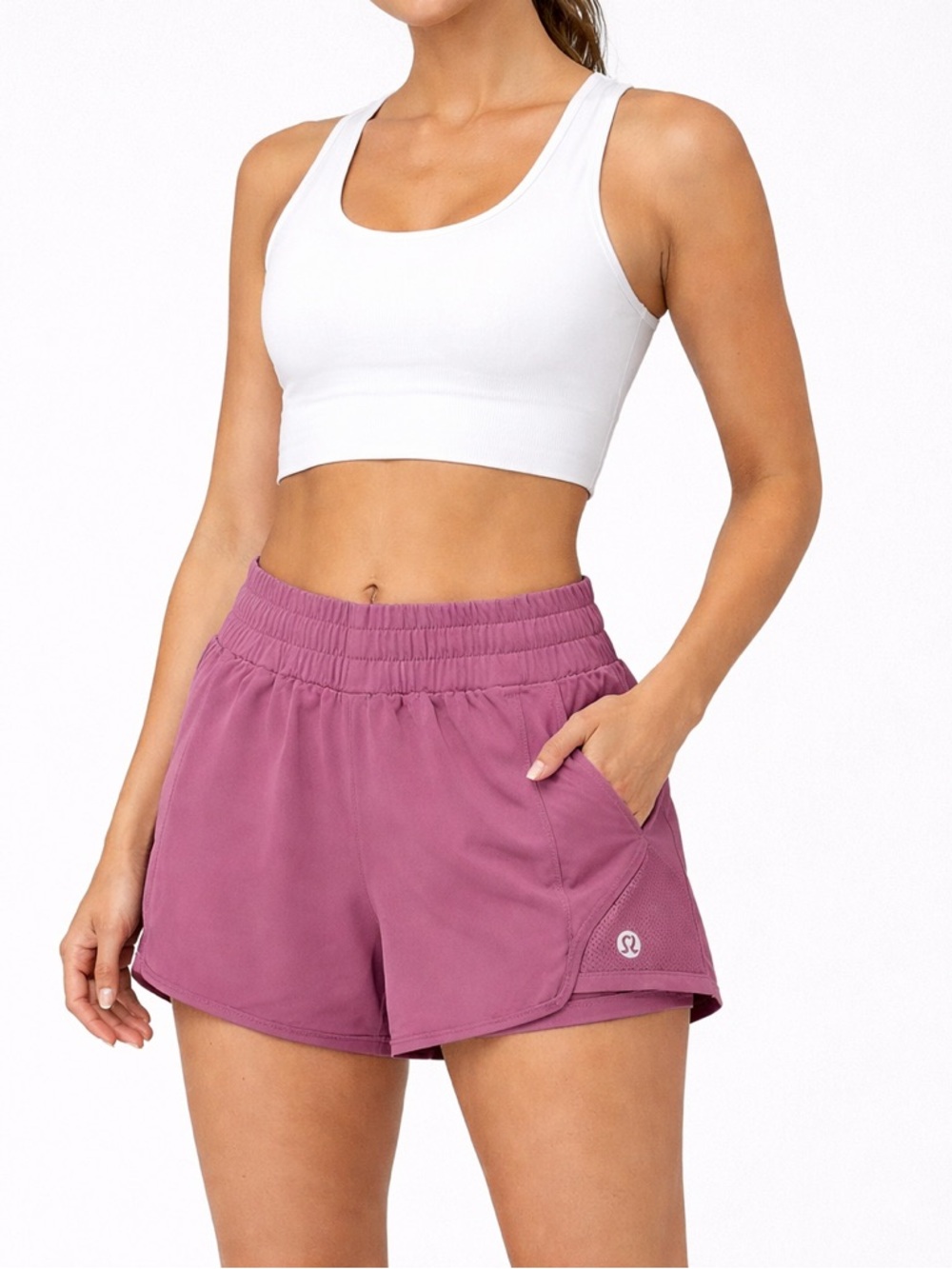 lululemon athletica Hotty Hot Mauve Pink Running Athletic Shorts - Size 10